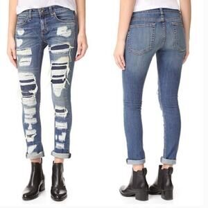 Rag & Bone Dre Ada Brigade Distressed Ripped Skinny Jeans size 26 Low Rise Denim